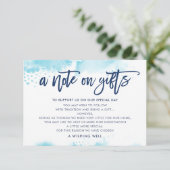 ギフトアクアスタイリッシュブルーの水色のメモ 招待状 (スタンド正面)