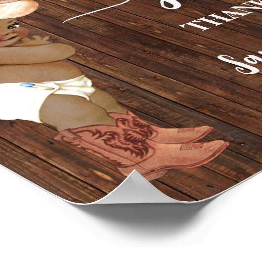 ギフトウェスタンリトルオウムカウボーイベビーシャワーのサイン ポスター (角)