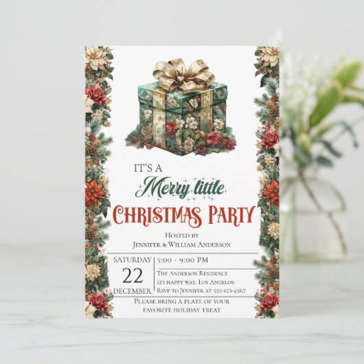 ギフトエレガントボックスクリスマスパーティの招待状 招待状 (スタンド正面)