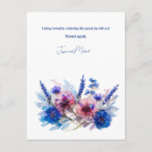 ギフトエンクロージャーのコーンフラワーとラベンダーのノート エンクロージャーカード (裏面)