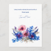 ギフトエンクロージャーのコーンフラワーとラベンダーのノート エンクロージャーカード (裏面)