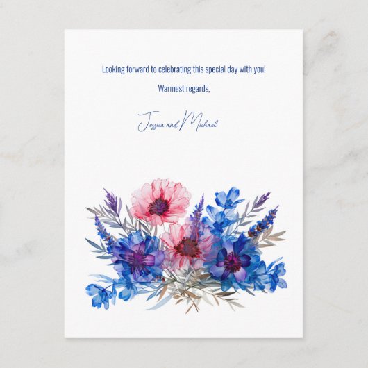 ギフトエンクロージャーのコーンフラワーとラベンダーのノート エンクロージャーカード (裏面)