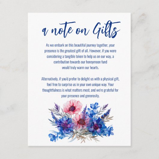 ギフトエンクロージャーのコーンフラワーとラベンダーのノート エンクロージャーカード (正面)