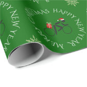 ギフトカスタムグリーンの文字クリスマスサイクリスト ラッピングペーパー (ロールコーナー)