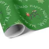 ギフトカスタムグリーンの文字クリスマスサイクリスト ラッピングペーパー (ロールコーナー)