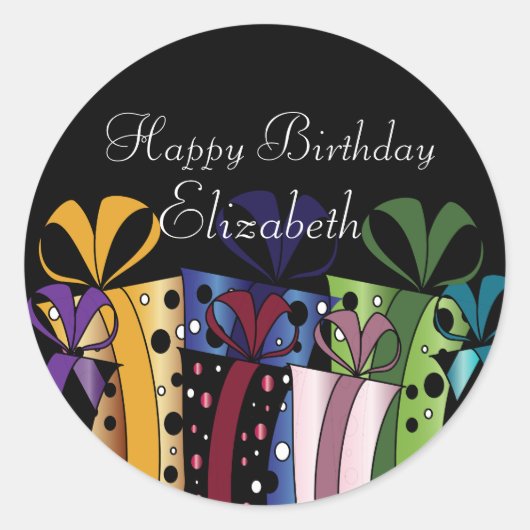 ギフトカラフルプレゼント カスタマイズ |  ラウンドシール (正面)