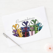 ギフトカラフルプレゼント カスタマイズ | 楕円形シール (封筒)