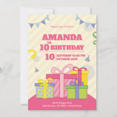 ギフトカラフルボックス誕生日招待状 招待状 (正面)