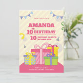 ギフトカラフルボックス誕生日招待状 招待状 (スタンド正面)