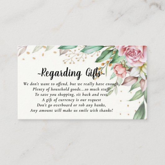 ギフトカードの代わりにフローラハネムーン基金 エンクロージャーカード (正面)