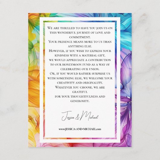 ギフトカードへのメモEthereal開花 エンクロージャーカード (裏面)