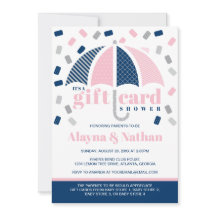 ギフトカードシャワー招待状（ブルーとピンク）