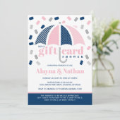 ギフトカードシャワー招待状（ブルーとピンク） 招待状 (スタンド正面)