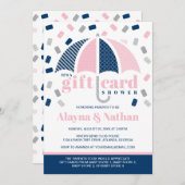 ギフトカードシャワー招待状（ブルーとピンク） 招待状 (正面/裏面)