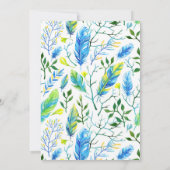 ギフトカードシャワー ブルーとゴールドの羽根 招待状 (裏面)