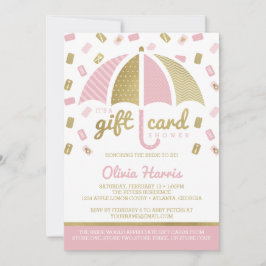ギフトカードブライダルシャワー招待状、ピンク、フェイク金ゴールド 招待状