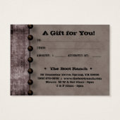 ギフトカードブラウンデニムテキサス州 (裏面)