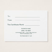 ギフトカード証明書 |緑バッファローチェック (裏面)