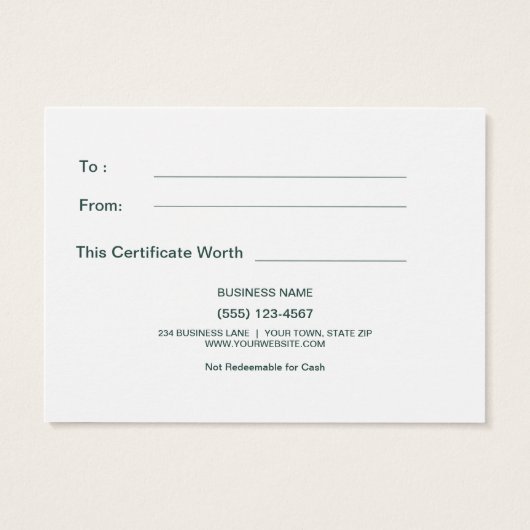 ギフトカード証明書 |緑バッファローチェック (裏面)