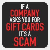 ギフトカード詐欺 – 詐欺の防止 スクエアシール (正面)