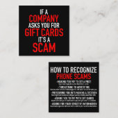 ギフトカード詐欺 – 詐欺の防止 スクエア名刺 (正面/裏面)