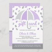 ギフトカード赤ちゃんシャワー招待状、紫、灰色 招待状 (正面/裏面)