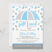 ギフトカード赤ちゃんシャワー招待状,赤ちゃんブルー,グレー 招待状 (正面)