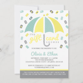 ギフトカード赤ちゃんシャワー招待状、黄、緑 招待状