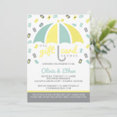 ギフトカード赤ちゃんシャワー招待状、黄、緑 招待状 (スタンド正面)