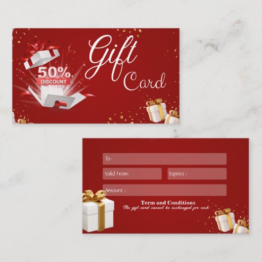 ギフトカード50%割引クリスマス2023 名刺 (正面/裏面)