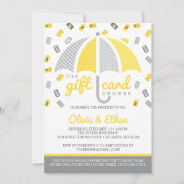 ギフトカード ベビーシャワー 招待状、黄色と灰色 招待状