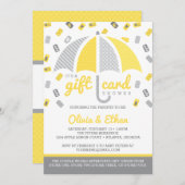 ギフトカード ベビーシャワー 招待状、黄色と灰色 招待状 (正面/裏面)