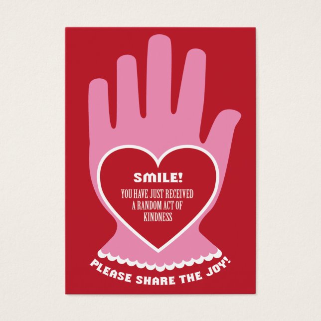 ギフトカード：赤とピンクの無作為の親切な行為 (正面)