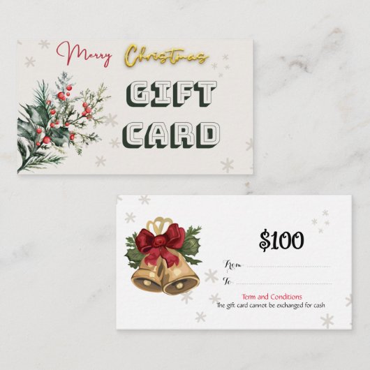 ギフトカード$100クリスマス 名刺 (正面/裏面)