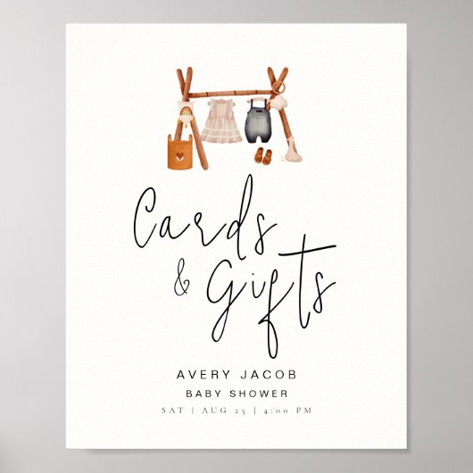 ギフトカードBoho服ミニマル赤ちゃんシャワー ポスター (正面)