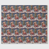 ギフトクリスマスを迎えるかわいいテディベア転が ラッピングペーパー (フラット)