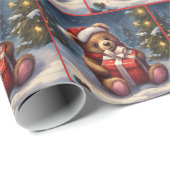 ギフトクリスマスを迎えるかわいいテディベア転が ラッピングペーパー (ロールコーナー)