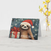 ギフトクリスマスカードを持つスロース カード (黄色い花)