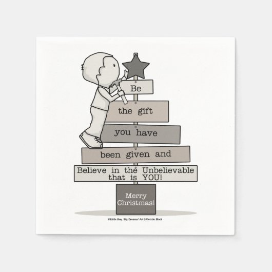 ギフトクリスマスツリーになる スタンダードカクテルナプキン (正面)