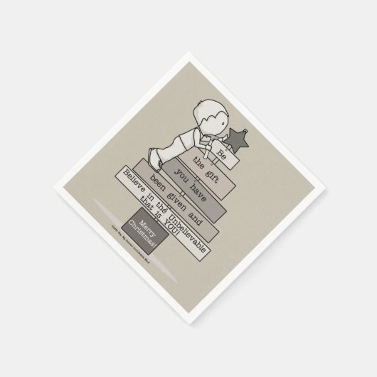 ギフトクリスマスツリーになる(タン) スタンダードカクテルナプキン (角)