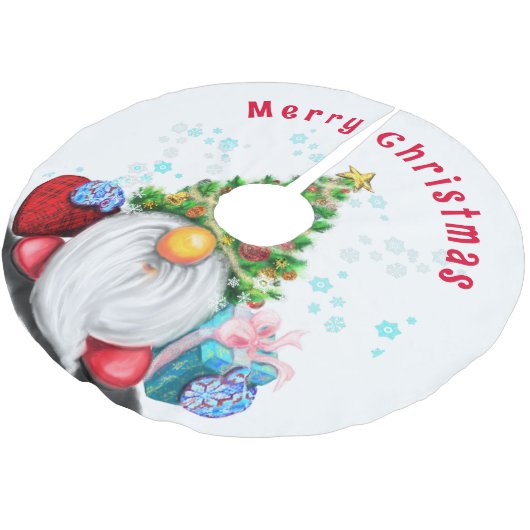 ギフトクリスマスツリースカート付き格言 ブラッシュドポリエステルツリースカート (アングル)