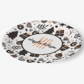 ギフトクリスマスツリー&オーナメントパターンモノグラム ペーパープレート (アングル)