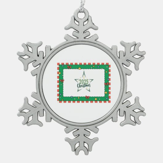 ギフトクリスマス スノーフレークピューターオーナメント (正面)