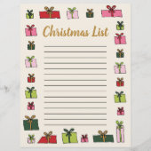 ギフトクリップアートキッズクリスマスリストテンプレート (正面)