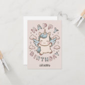 ギフトグリーティングユニコーン誕生日 カード (正面/裏面インサイチュ)