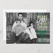 ギフトグリーンリボンホリデ包まれたーフォトカード シーズンカード (正面/裏面)