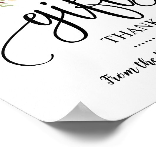 ギフトサイン シャワー ウェディング レセプション ピンク フラワーリング ポスター (角)