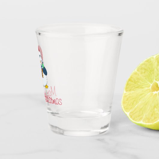 ギフトショットグラスを持つクリスマスハットにペンギン ショットグラス (右)