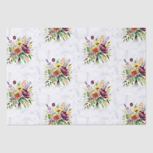 ギフトスタイリッシュラップブーケマーブルデザイン 薄葉紙 (正面)