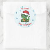 ギフトステッカーへの可愛い恐竜クリスマス ラウンドシール (バッグ)